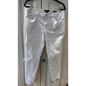 Womens Nine West White Denim Jeans‎ Gramercy Skinny Ankle Size 16 5 Pocket EUC